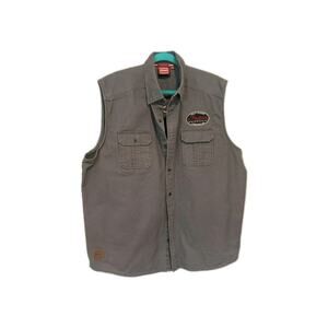Indian Motorcycle Cotton Canvas Vest Size M Gray Embroidery Patch